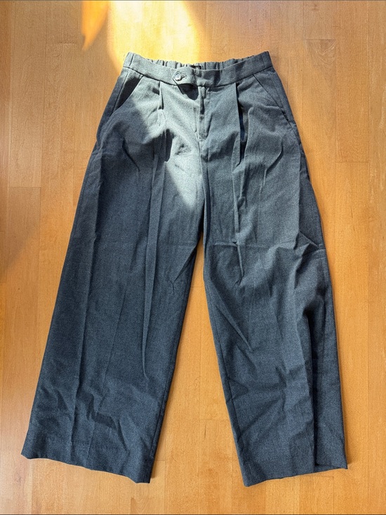 Banana Republic Pants - Banana Republic - W Wide-Leg Button-Tab Flannel Pants in Charcoal